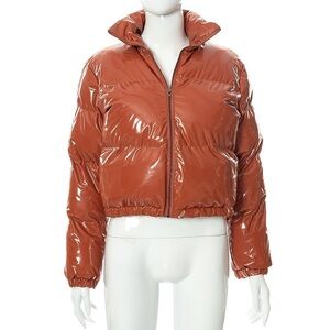 Cropped Puffer Jacket - Women's Shiny Short Coat